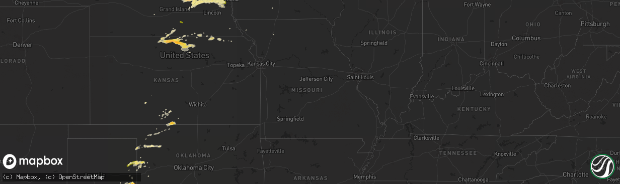 Hail map in Missouri on April 12, 2015