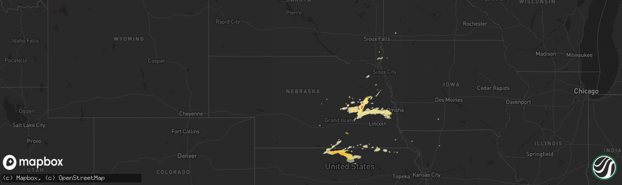 Hail map in Nebraska on April 12, 2015