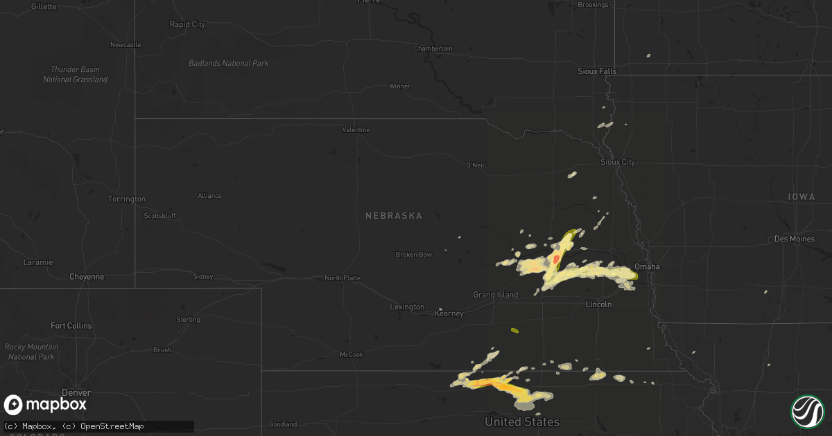 Hail map in Nebraska on April 12, 2015