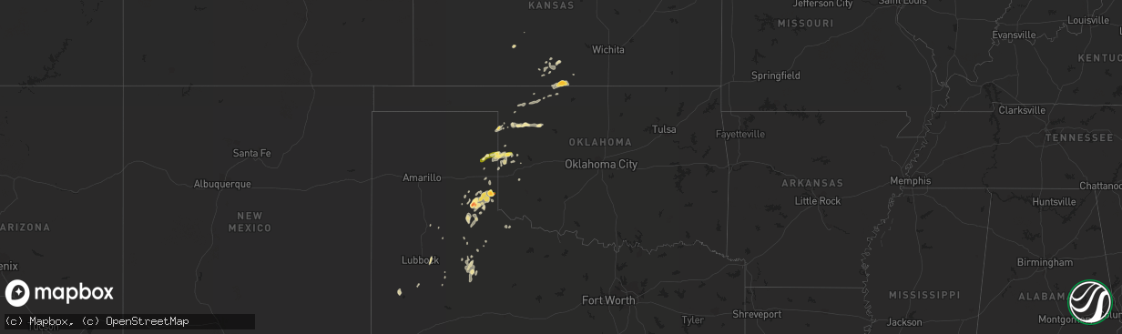 Hail map in Oklahoma on April 12, 2015