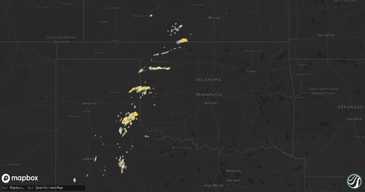 Hail map in Oklahoma on April 12, 2015