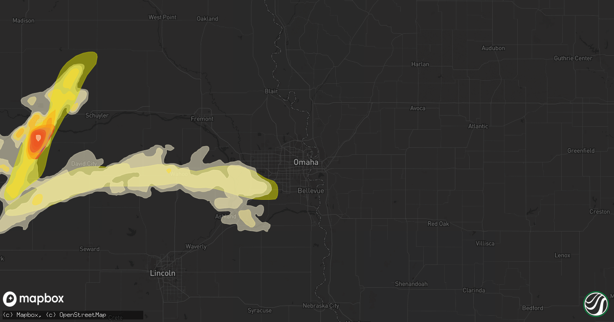 Hail map in Omaha, NE on April 12, 2015