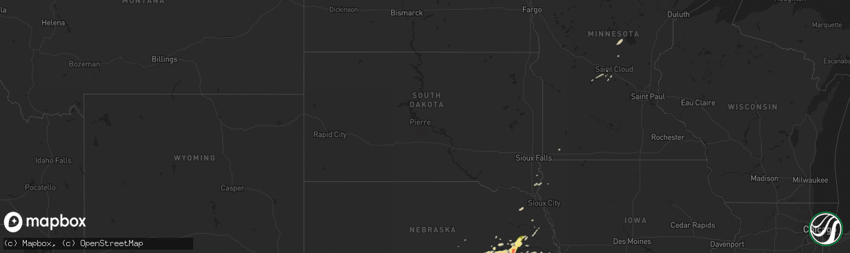 Hail map in South Dakota on April 12, 2015