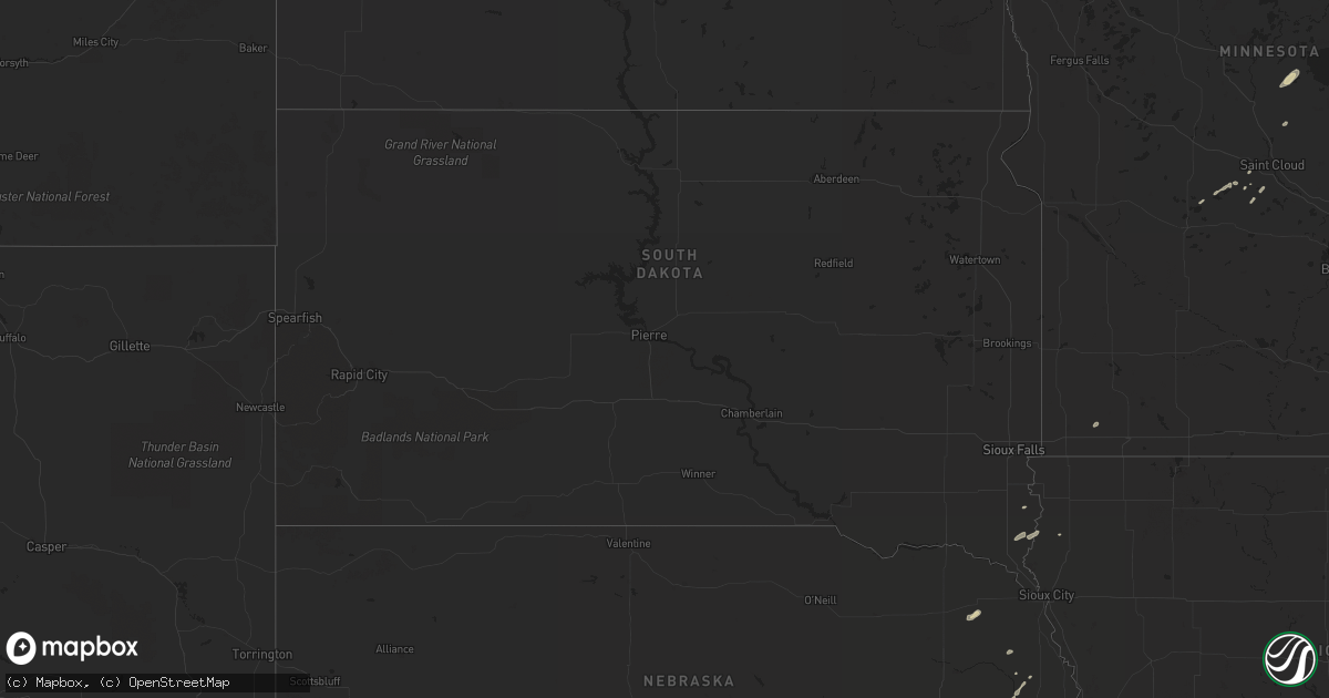 Hail map in South Dakota on April 12, 2015