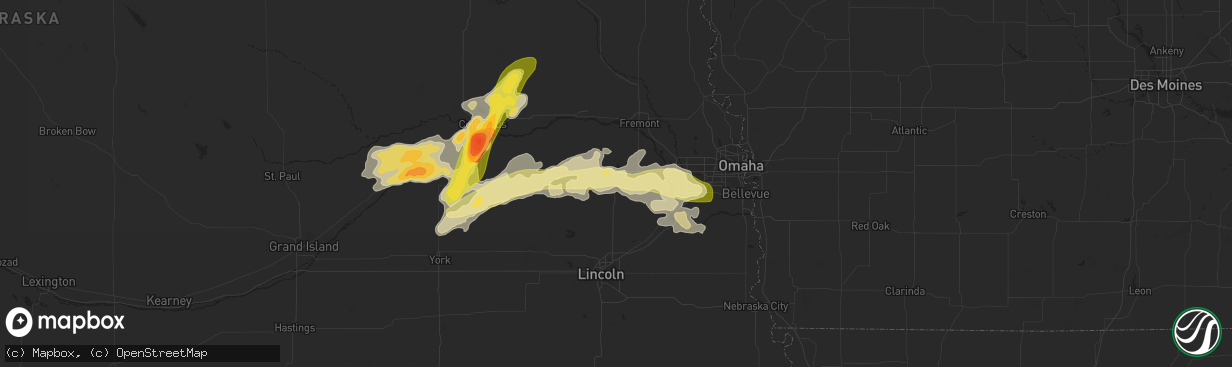 Hail map in Wahoo, NE on April 12, 2015