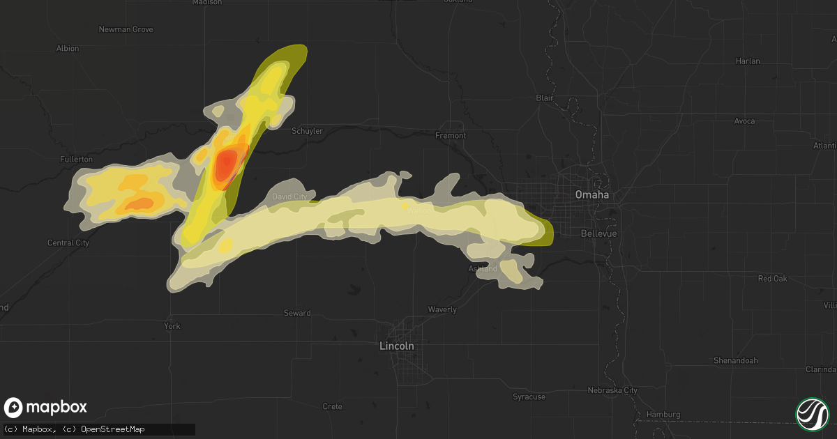 Hail map in Wahoo, NE on April 12, 2015