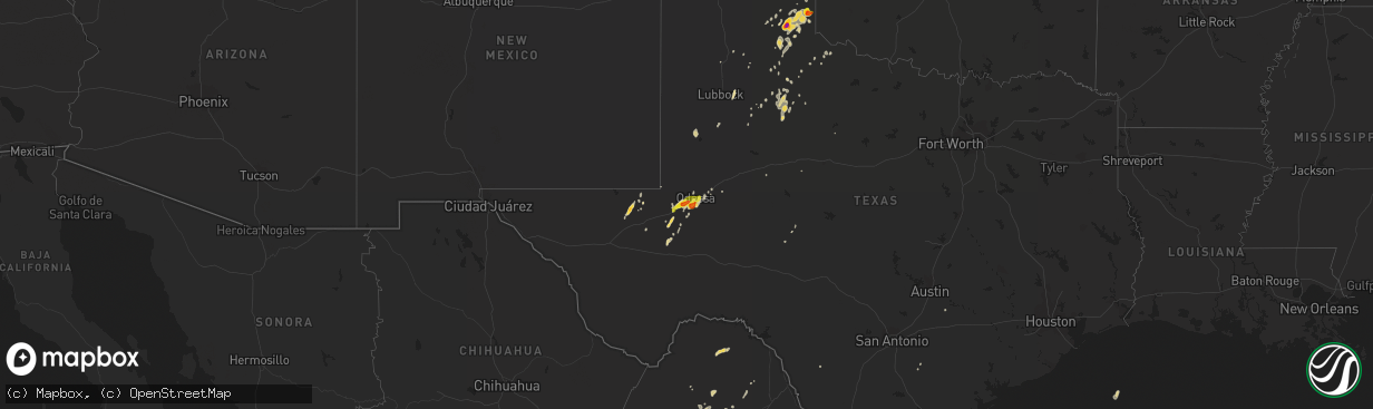 Hail map on April 12, 2015