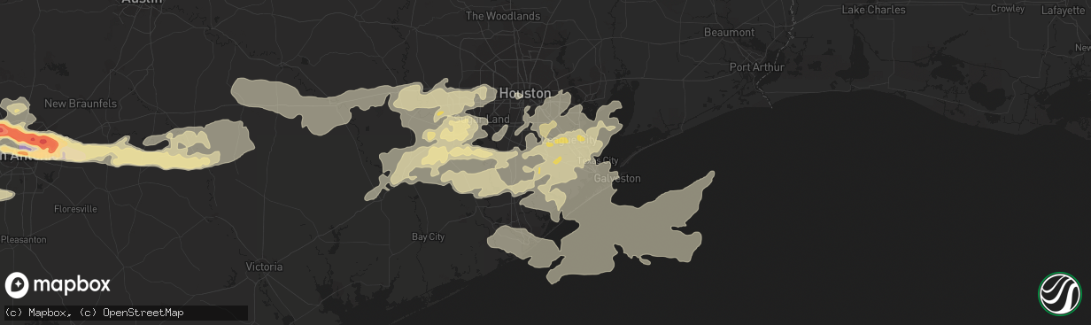 Hail map in Alvin, TX on April 12, 2016