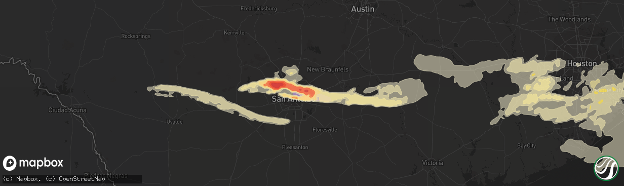 Hail map in Converse, TX on April 12, 2016