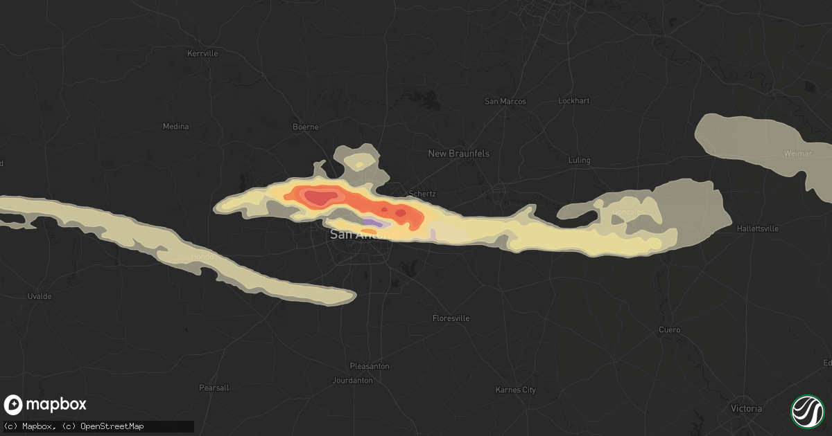 Hail map in Converse, TX on April 12, 2016
