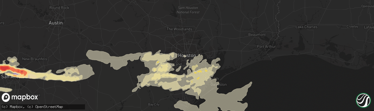 Hail map in Houston, TX on April 12, 2016