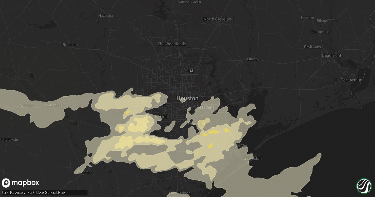 Hail map in Houston, TX on April 12, 2016