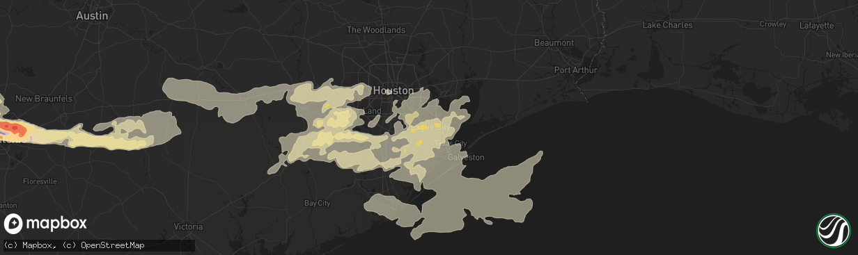 Hail map in League City, TX on April 12, 2016