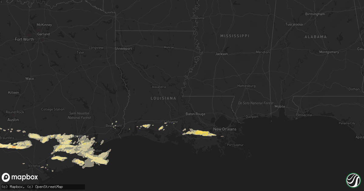 Hail map in Louisiana on April 12, 2016