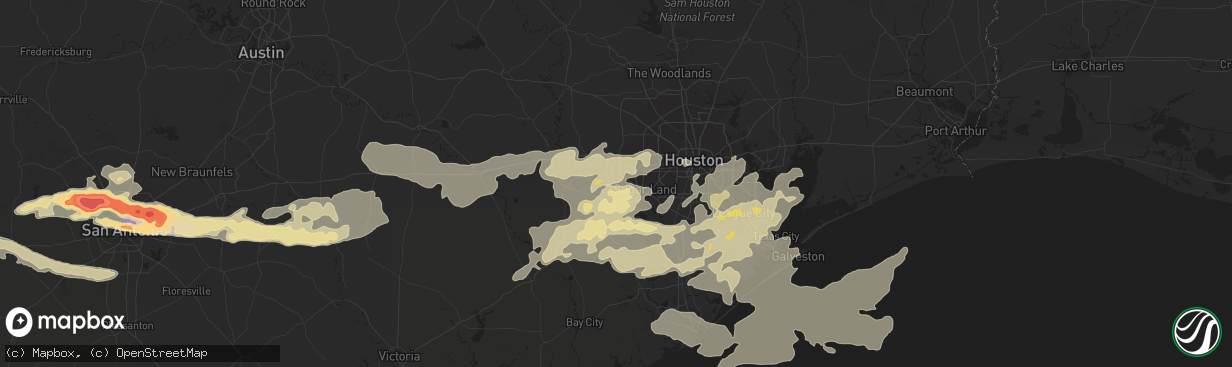 Hail map in Richmond, TX on April 12, 2016