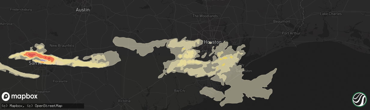 Hail map in Rosenberg, TX on April 12, 2016