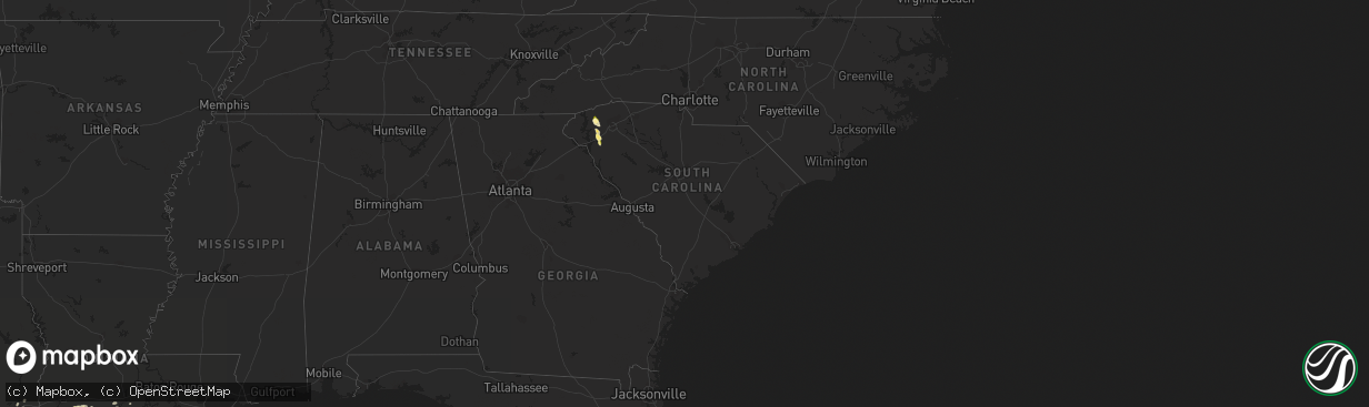 Hail map in South Carolina on April 12, 2016