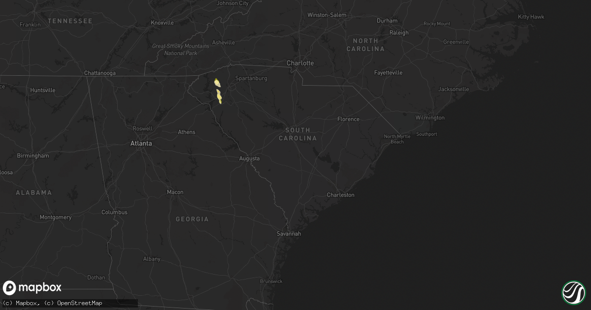 Hail map in South Carolina on April 12, 2016