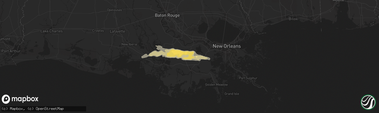 Hail map in Thibodaux, LA on April 12, 2016