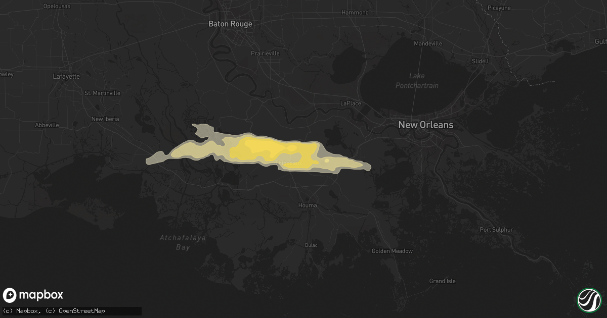Hail map in Thibodaux, LA on April 12, 2016