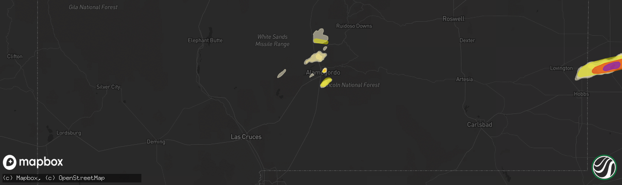 Hail map in Alamogordo, NM on April 12, 2017