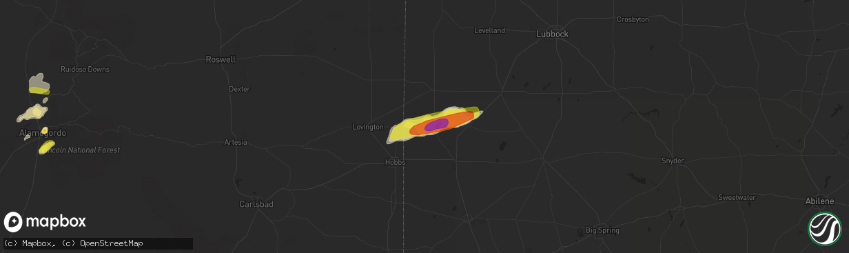 Hail map in Denver City, TX on April 12, 2017