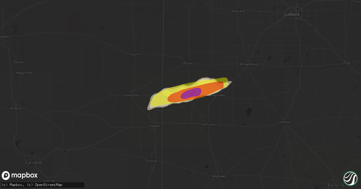 Hail map in Denver City, TX on April 12, 2017