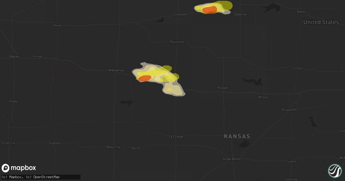 Hail map in Hays, KS on April 12, 2017