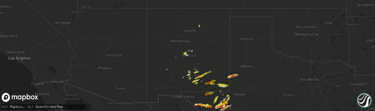 Hail map in New Mexico on April 12, 2017