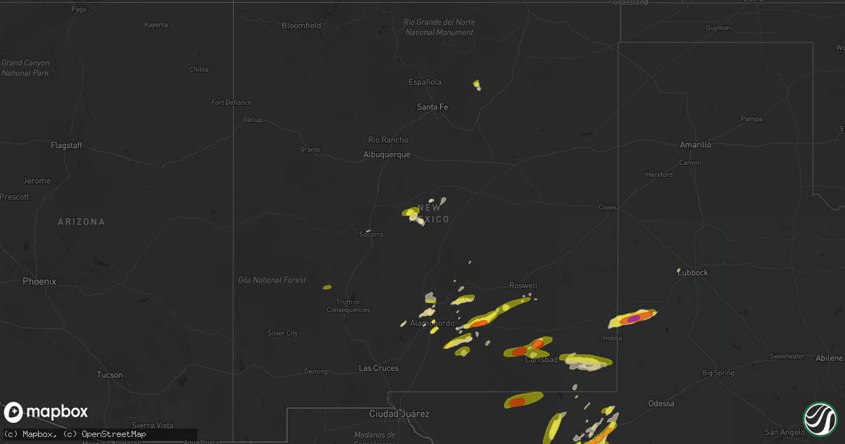 Hail map in New Mexico on April 12, 2017