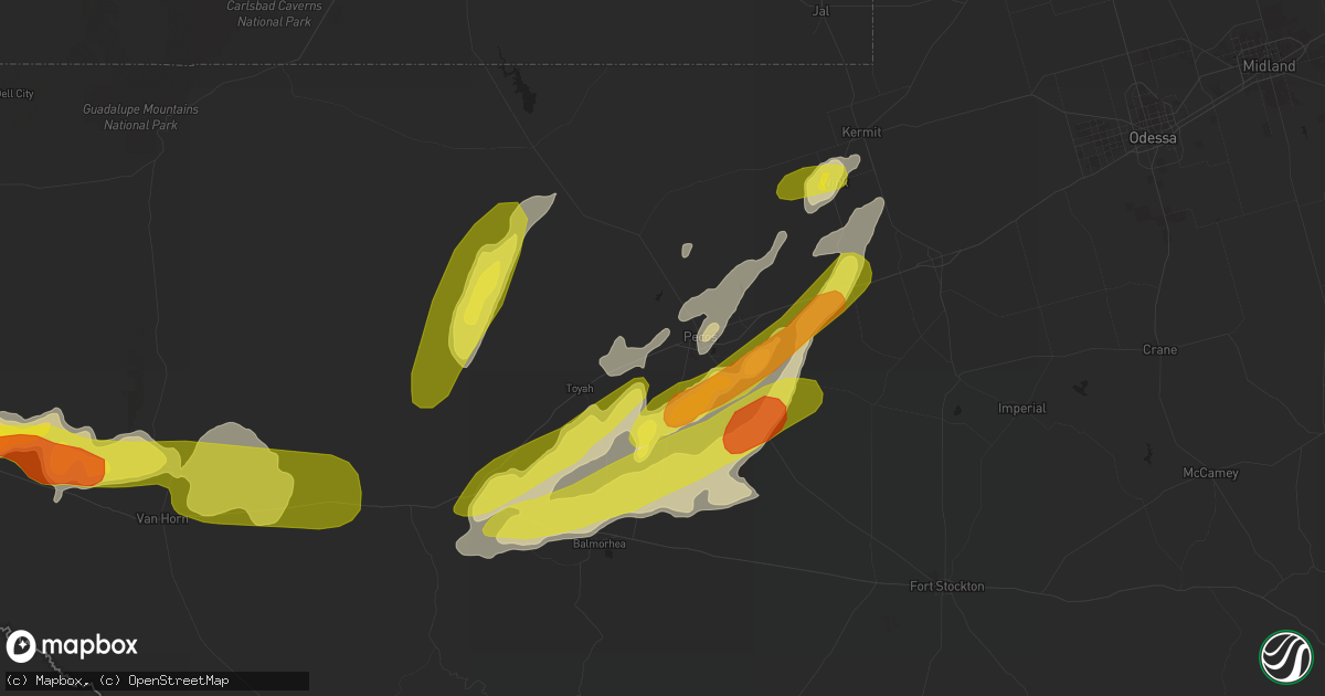 Hail map in Pecos, TX on April 12, 2017