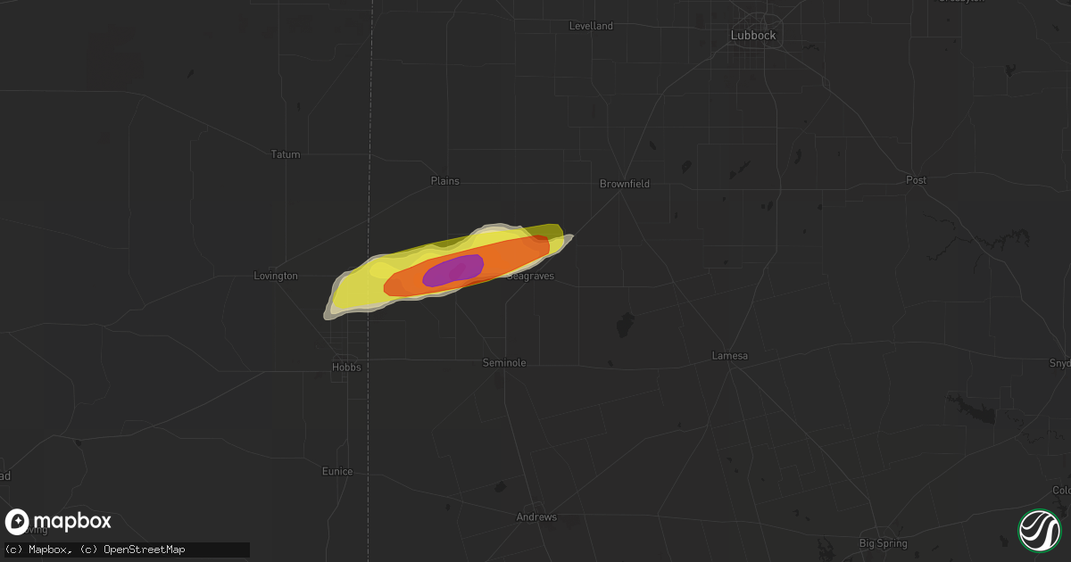 Hail map in Seagraves, TX on April 12, 2017