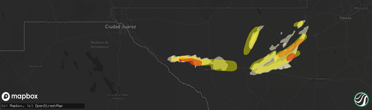 Hail map in Sierra Blanca, TX on April 12, 2017