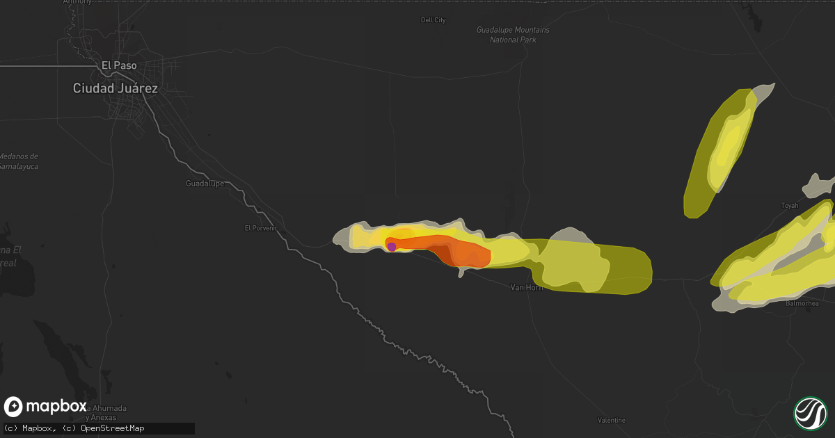 Hail map in Sierra Blanca, TX on April 12, 2017