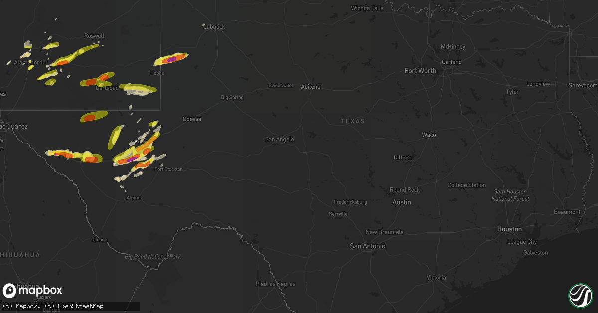 Hail map in Texas on April 12, 2017