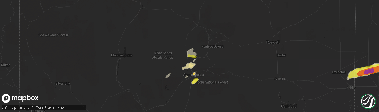 Hail map in Tularosa, NM on April 12, 2017