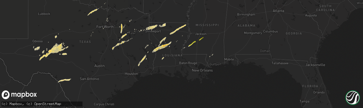 Hail map in Louisiana on April 12, 2019