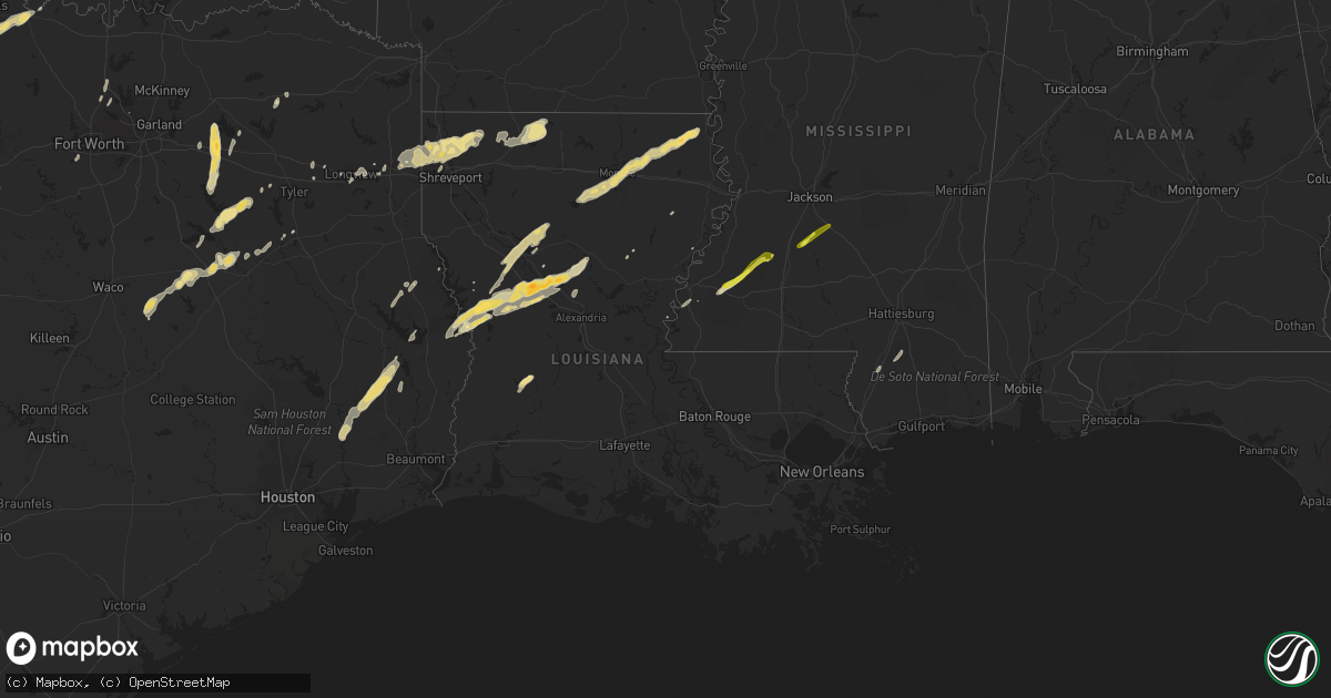 Hail map in Louisiana on April 12, 2019