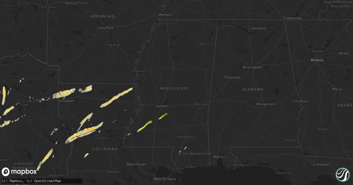 Hail map in Mississippi on April 12, 2019