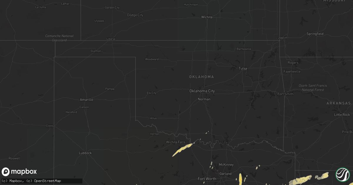 Hail map in Oklahoma on April 12, 2019