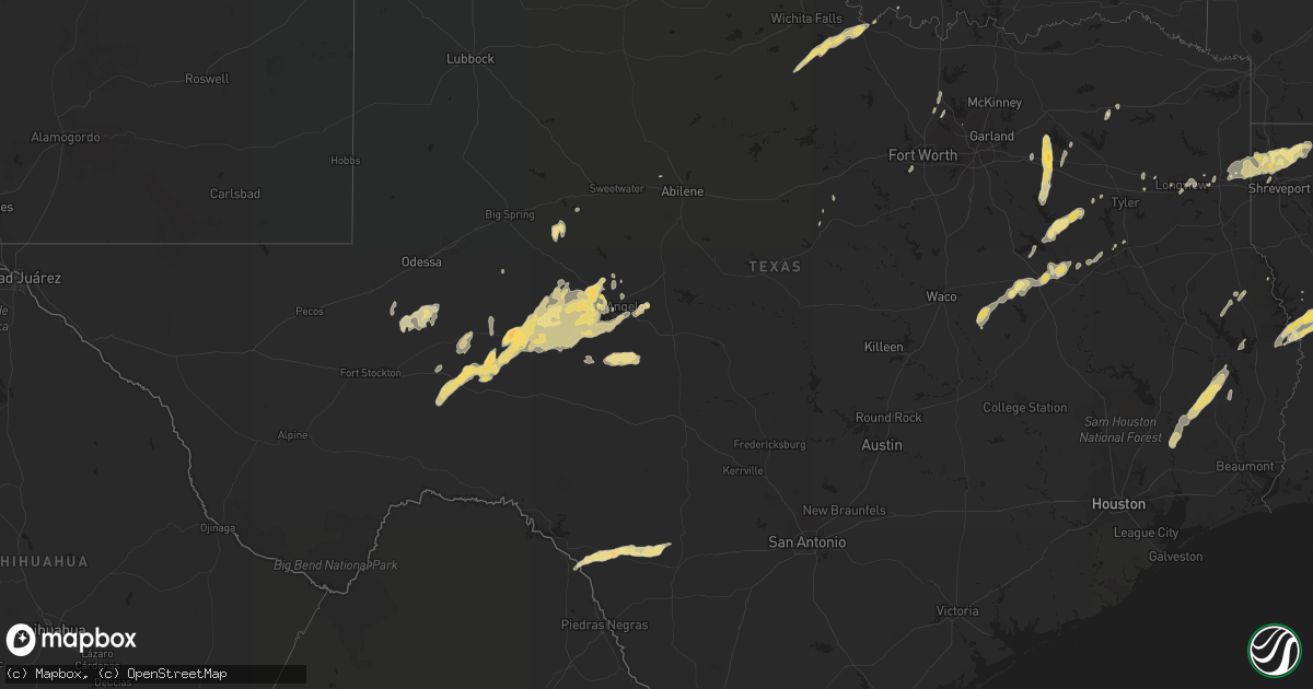 Hail map in Texas on April 12, 2019
