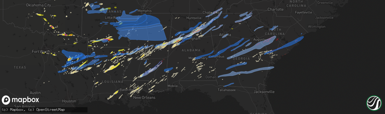 Hail map in Alabama on April 12, 2020