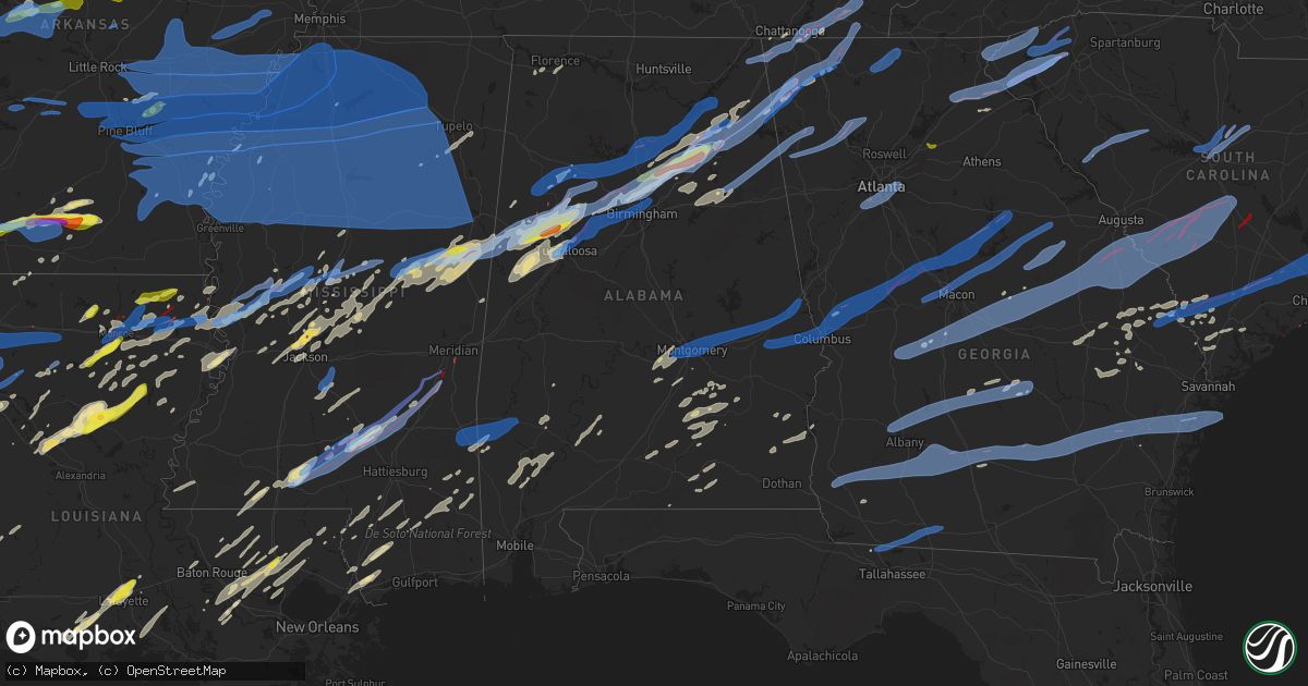 Hail map in Alabama on April 12, 2020