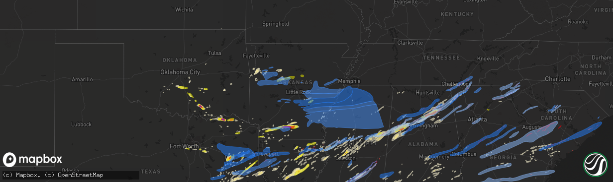Hail map in Arkansas on April 12, 2020