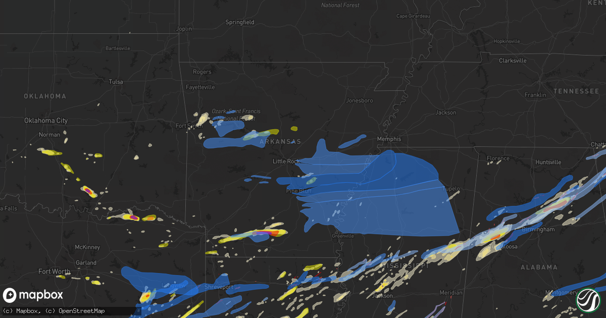 Hail map in Arkansas on April 12, 2020