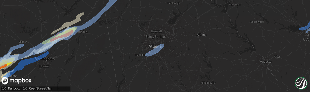 Hail map in Atlanta, GA on April 12, 2020