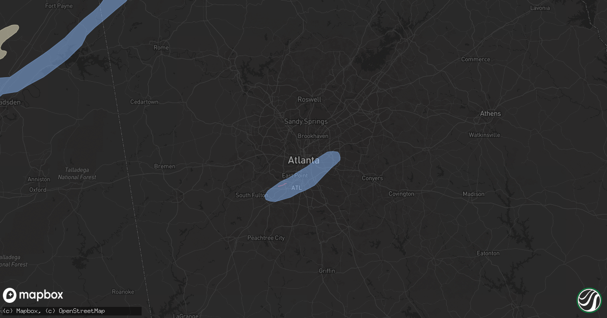 Hail map in Atlanta, GA on April 12, 2020