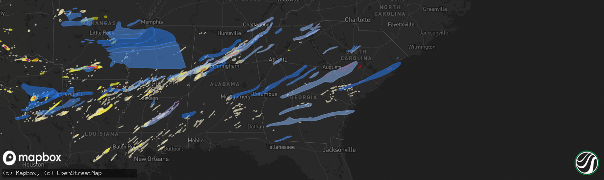 Hail map in Georgia on April 12, 2020