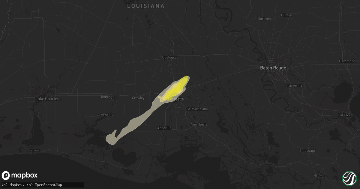 Hail map in Lafayette, LA on April 12, 2020