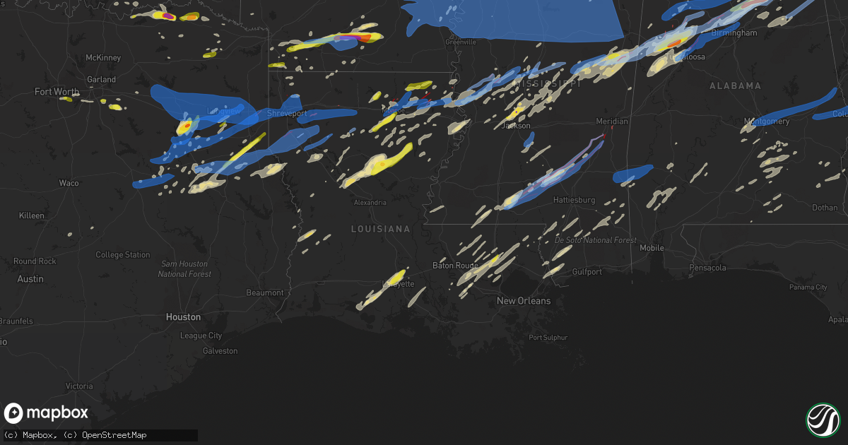 Hail map in Louisiana on April 12, 2020
